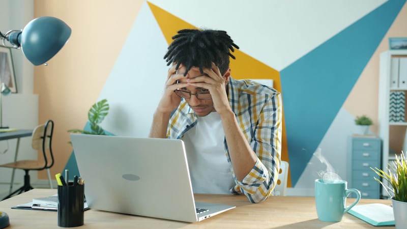 Frustrated business owner missing calls